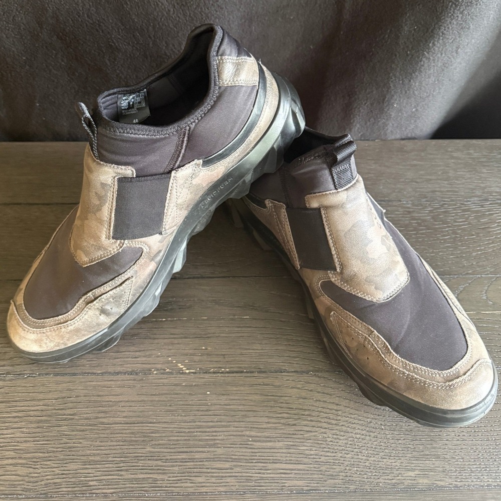 ECCO MX Low Slip On Sneakers Men 46 12-12.5 Camo Leather Hiking Shoes Brown Blk